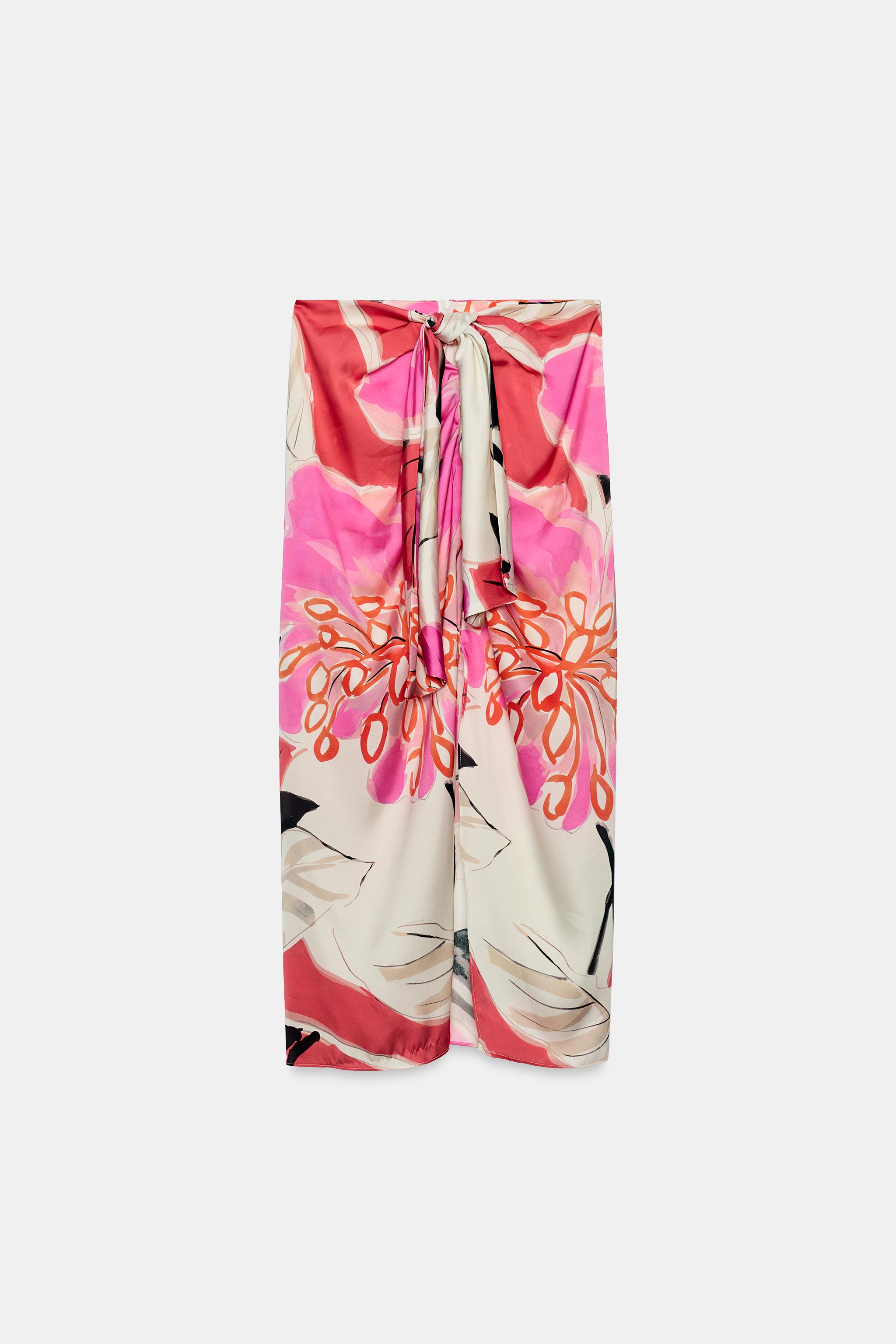 PRINTED KNOTTED MIDI SKIRT